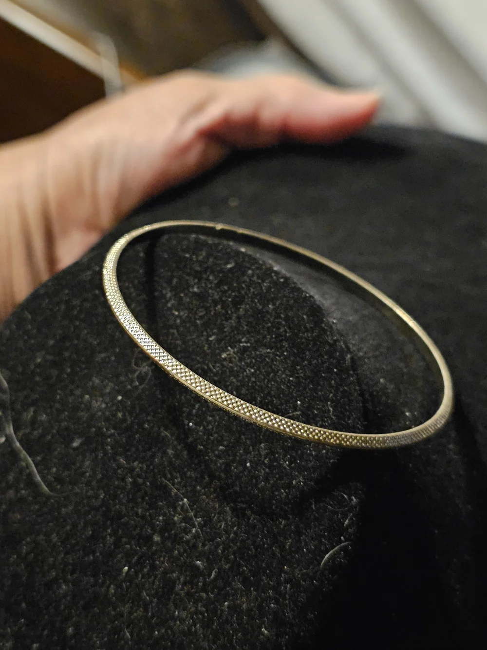 Elegant Gold Tone Textured Bangle Bracelet